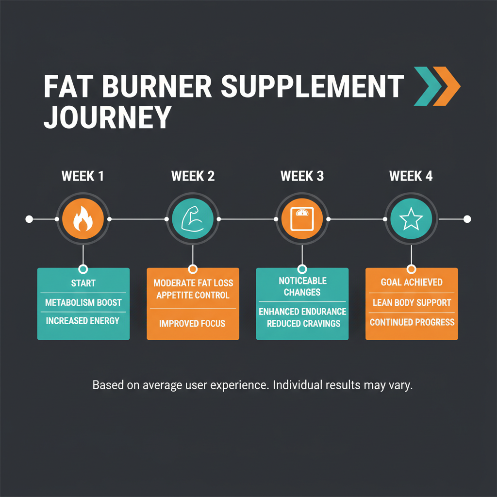 Visual timeline of 30-day CitrusBurn test — weekly milestones from Week 1 to Week 4