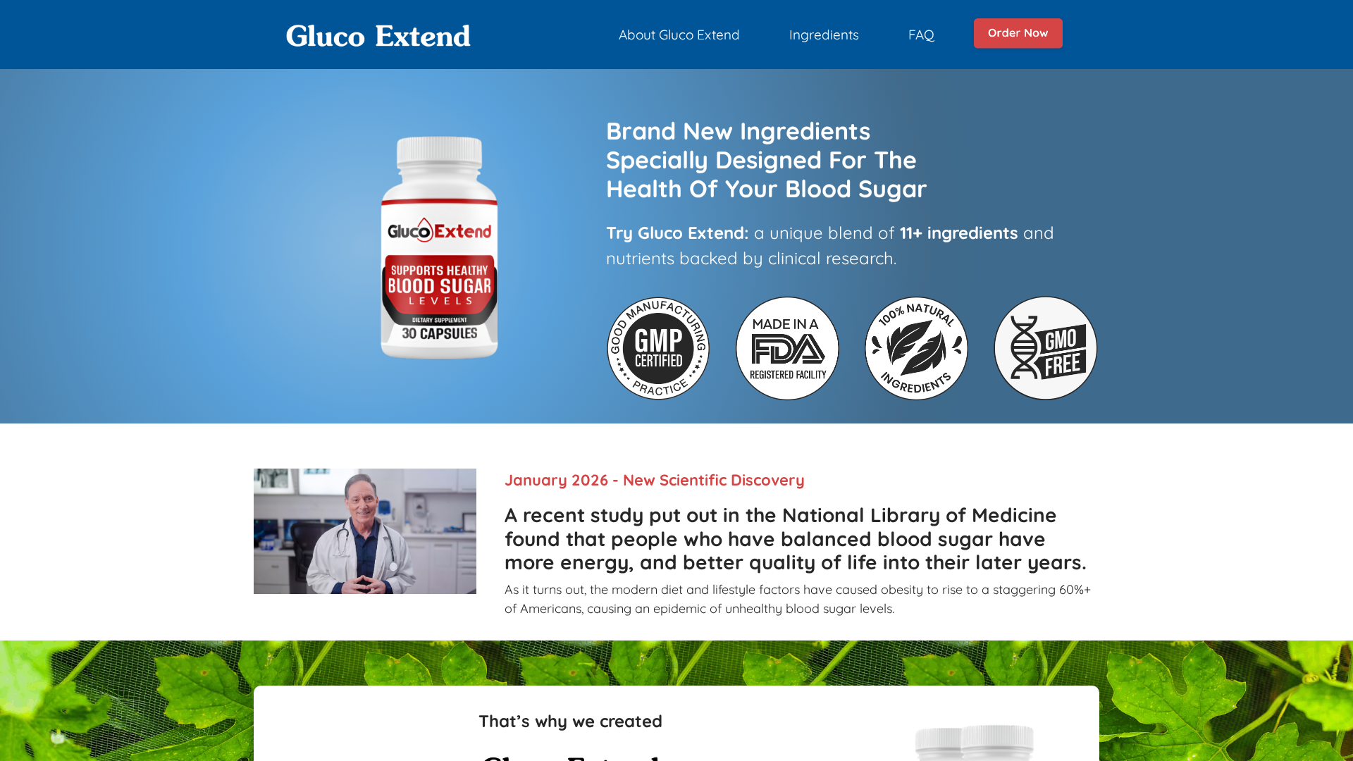 Gluco Extend review hero — blood sugar supplement visual