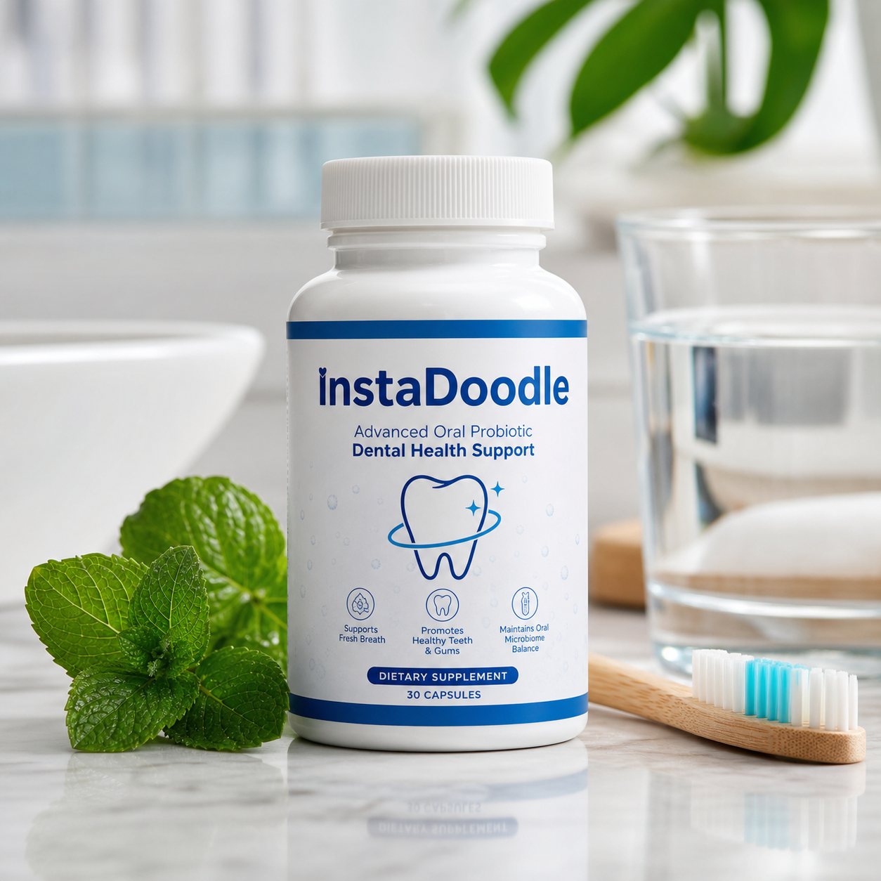 InstaDoodle review hero — dental supplement visual