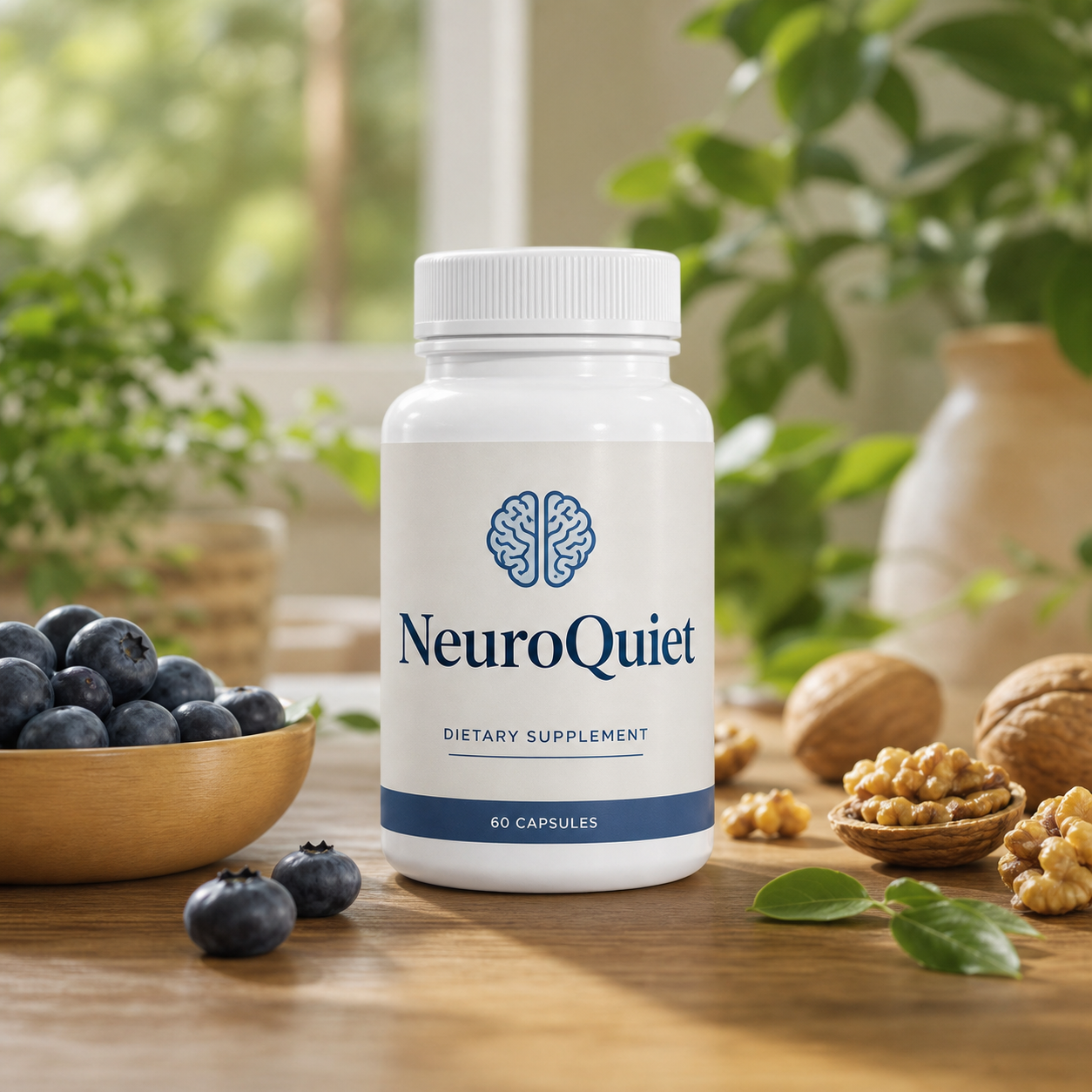 NeuroQuiet review hero — brain supplement visual