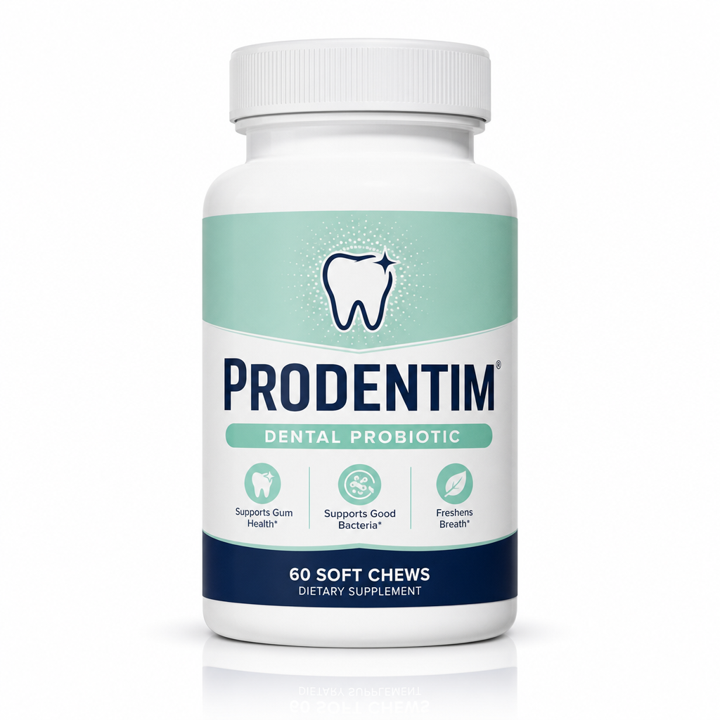 ProDentim supplement bottle studio packshot