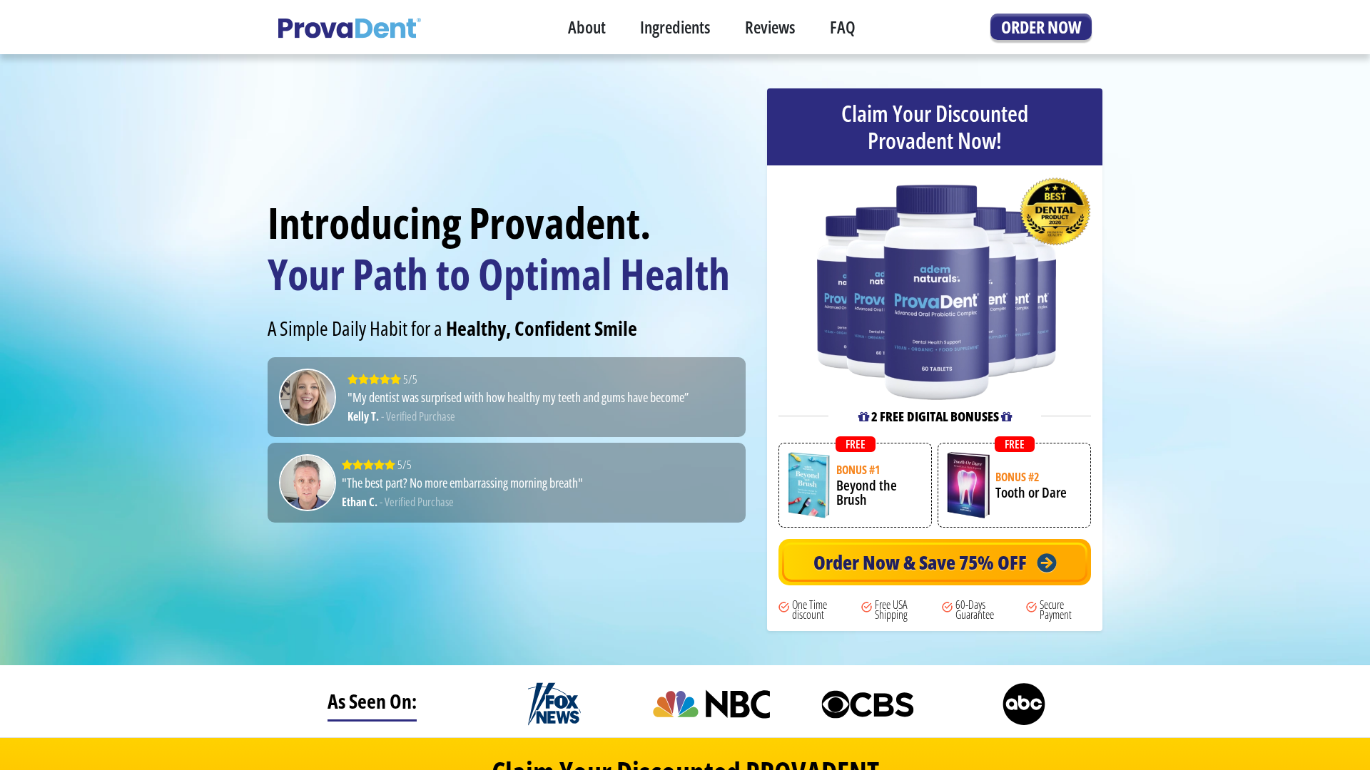 ProvaDent review hero — dental supplement visual