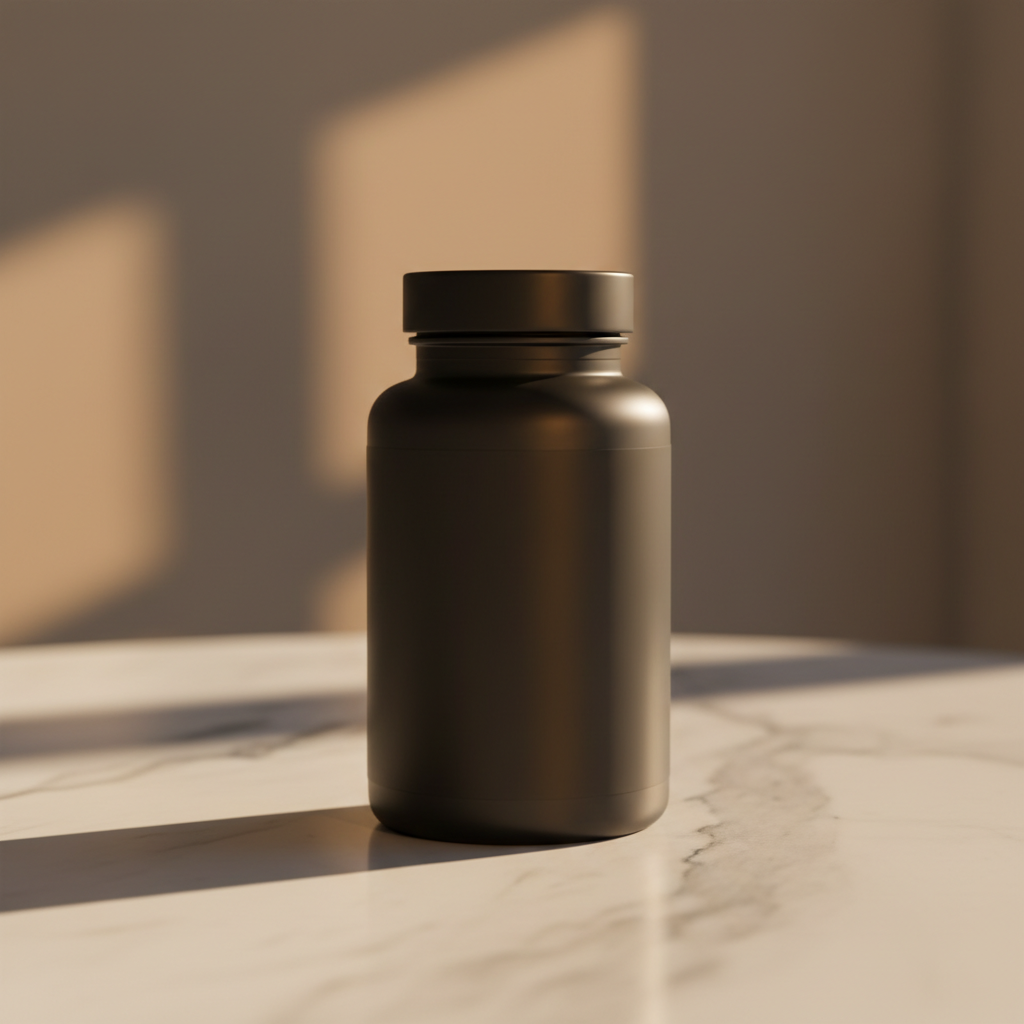 RhythmONE supplement bottle with label, 30-day supply in premium packaging